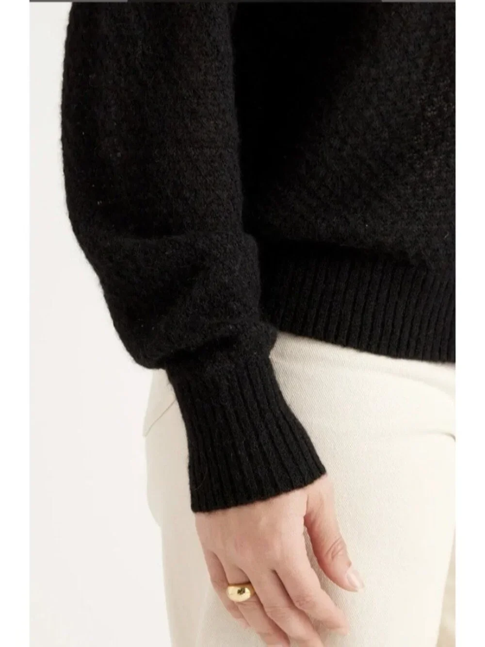 Quince Baby Alpaca Wool Diamond Stitch Crew Neck Sweater  Black Size S